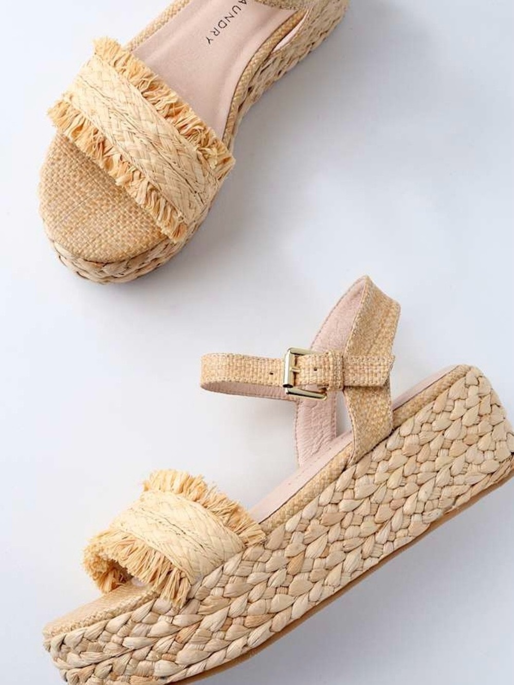 Chinese Laundry Tan Ziba Natural Straw Platform Ankle-Strap Sandals